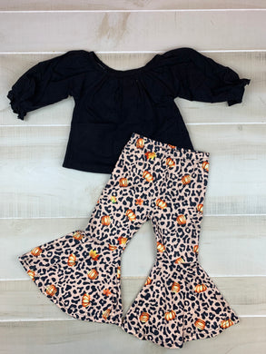 Black & Leopard pumpkin bell outfit