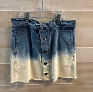 Bleached blue jean button up skirt