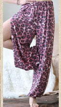 Pink & Dark Gray Leopard print jeggings with slit up the side