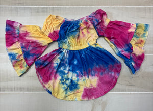 Colorful bell sleeve shirt (Pink/Yellow/Blue)