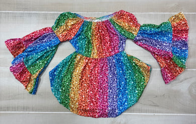 Colorful rainbow bell sleeve shirt