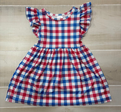 Red & Blue checkered 4th of July dress