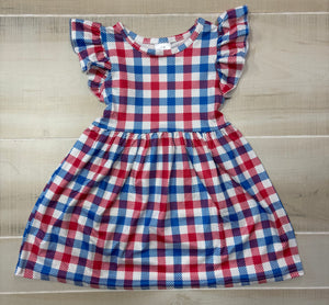 Red & Blue checkered 4th of July dress