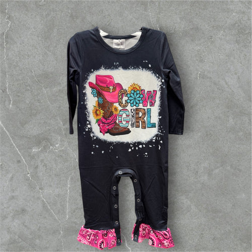 Cowgirl baby romper