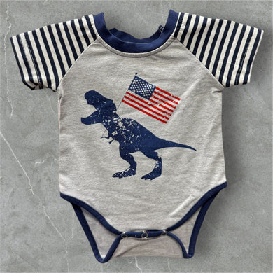 4th of July Dino baby onesie