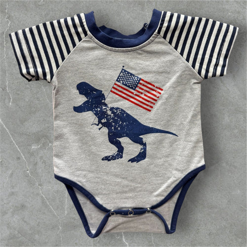 4th of July Dino baby onesie