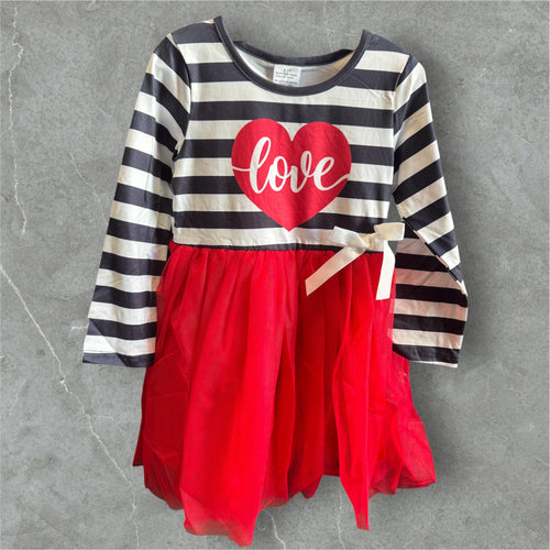Striped LOVE tulle dress