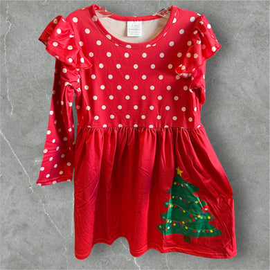 Red polka dot Christmas tree dress