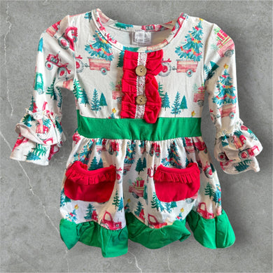 Christmas tree farm ruffled dress