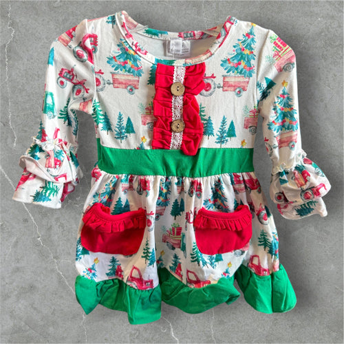 Christmas tree farm ruffled dress