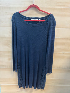 Blue "waffle knit" long sleeve dress
