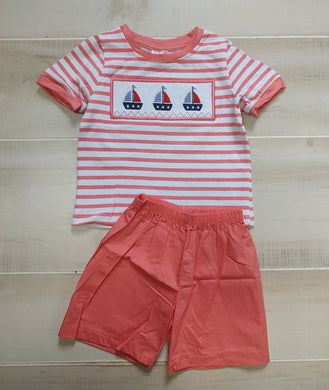 Striped sailboat short outfit