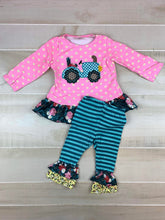 Pink & floral ruffle tractor outfit