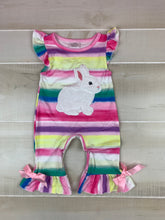 Rainbow Striped Bunny Romper