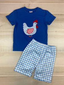 Checkered chicken short outfit