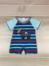 Striped "Gone fishing" themed baby romper