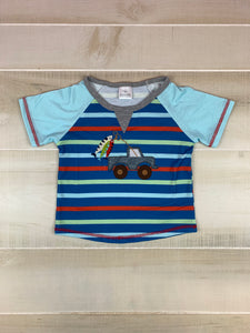 Soft light weight striped "Gone fishing" themed shirt