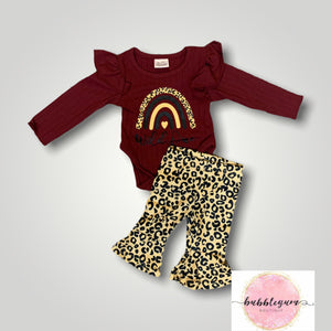 Leopard Rainbow Little Sister  "Wild One" Onesie outfit